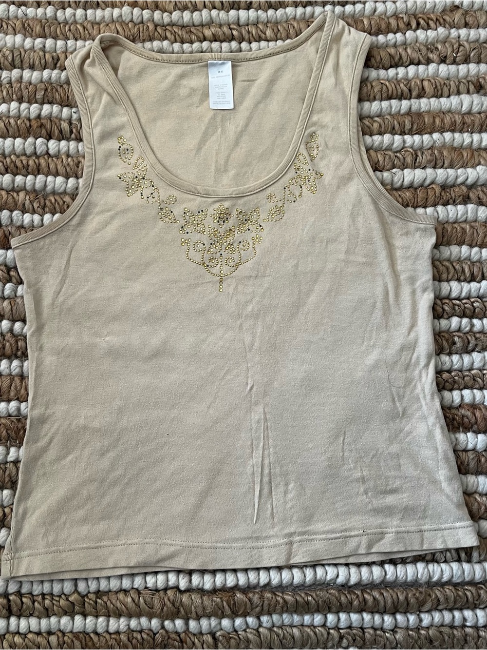 But she Y2K Women's Beige Embellished Tank Top